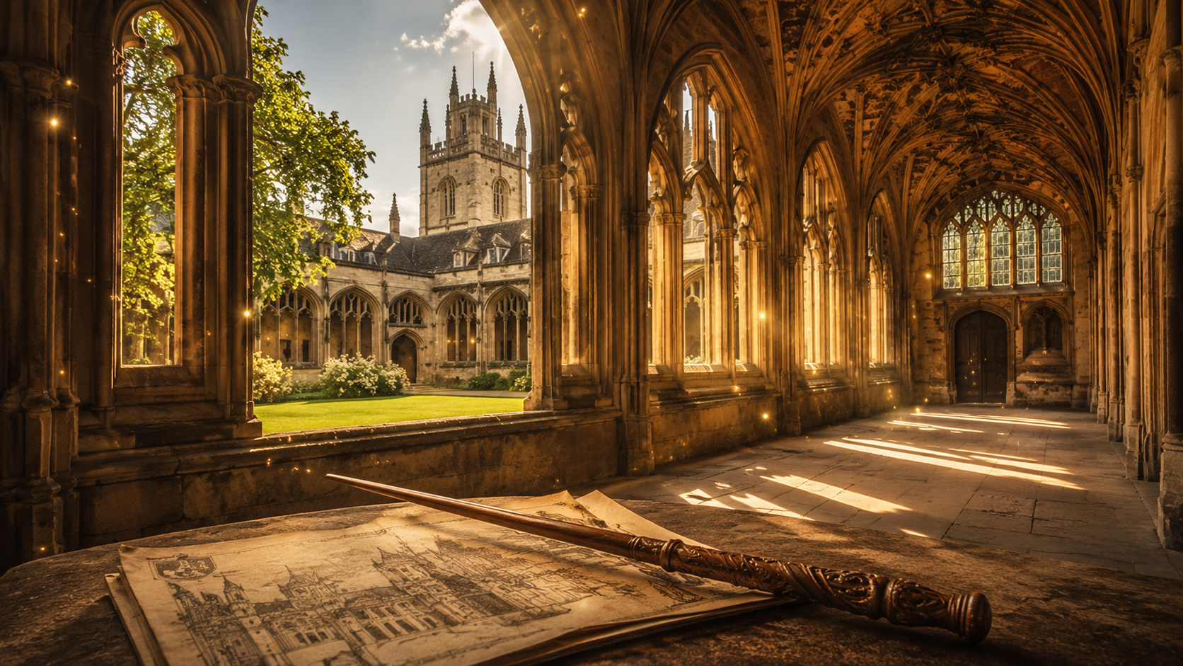 Magical Oxford cloister scene for a Harry Potter walking tour